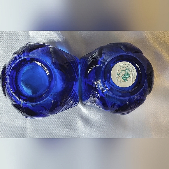 Upper Canada Tulip Shape Cobalt Blue Glass Candle Holders Set of 2 - Picture 2 of 9